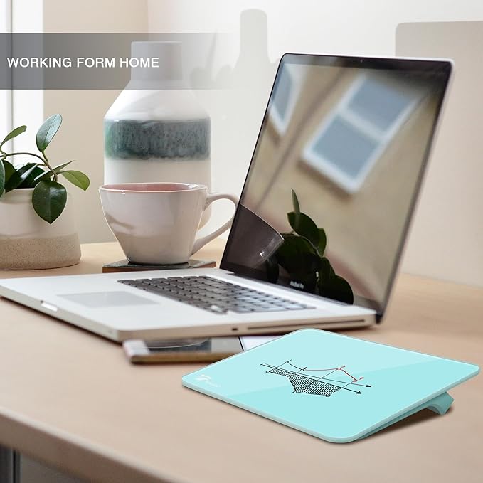 Aqua Blue Mini Desktop Pure Glass Whiteboard, Small Slope Slick Desk Whiteboard - Image 2