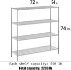 Regal Altair 24" Deep x 72" Wide x 74" Height Wire Shelving Kit | 4-Tier | NSF - Image 3