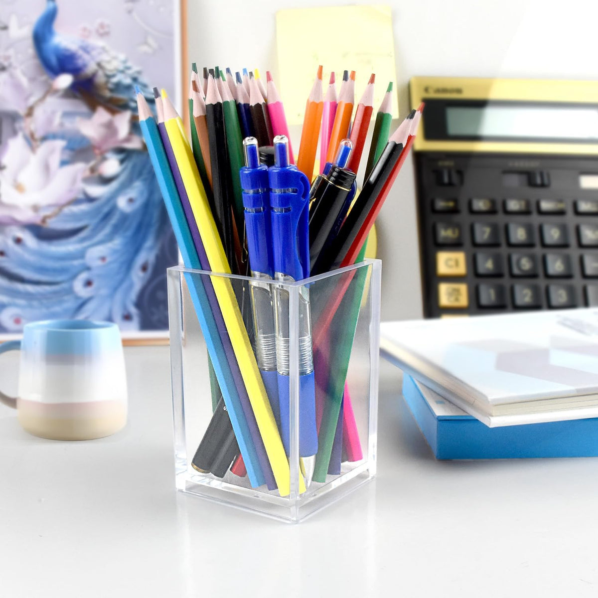 20 Pack Clear Acrylic Pen Holders, Bulk Pencil Cup Desk Organizers