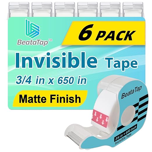 BeataTap Tape, Invisible Tape for Gift Wrapping, 6 Rolls+6 Refillable Dispensers by Unknown