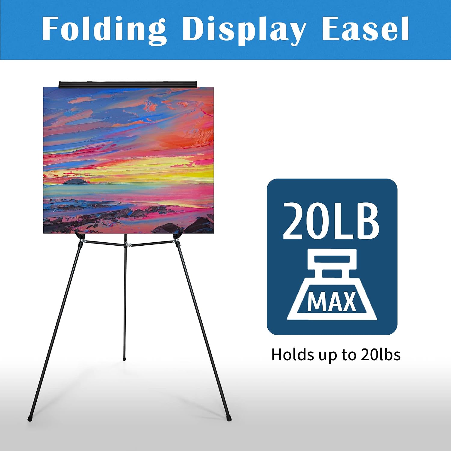 63 1/2'' Aluminum Flip Chart Easel Stand, Black,2 Pack | Presentation Easel with Adjustable Floor for Boardroom, Whiteboard, Paper Pads, Signage