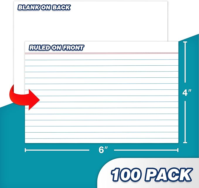 Chell Extra Heavyweight Ruled Index Cards 4x6 Inch, No Bleed-Through, Ruled - Image 3