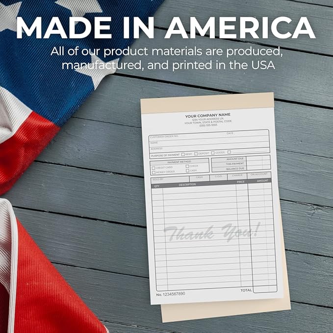 Custom 5.5" x 8.5" Carbonless NCR Books in 2-Part Duplicate Invoices, Work - Image 6