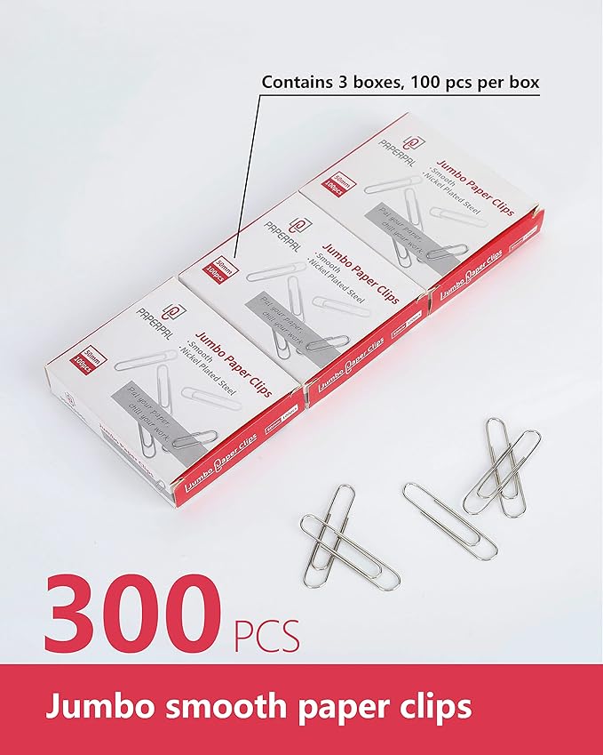 PAPERPAL Paperclips for Office School & Personal Use, Jumbo Smooth Paper Clip - Image 3