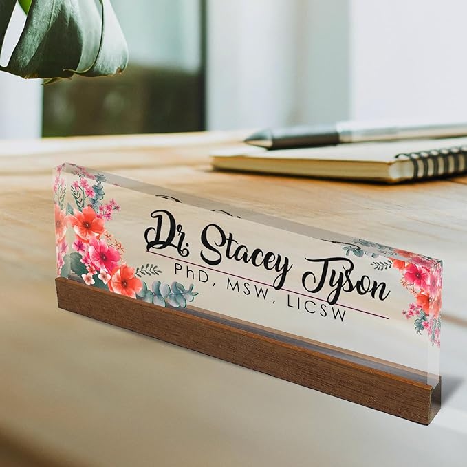 Artblox Personalized Office Desk Name Plate and Business Card Holder | Clear - Image 2