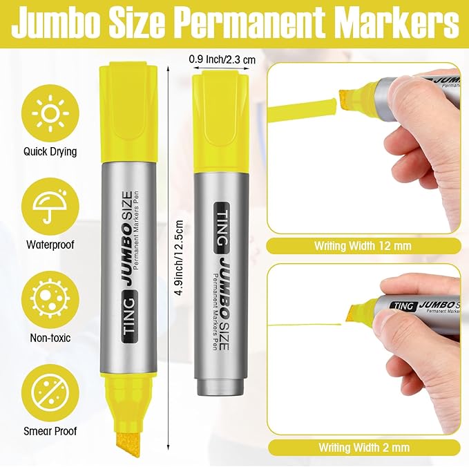 Fuutreo 10 Pack Jumbo Permanent Markers Bulk Large Chisel Tip Permanent Markers - Image 3