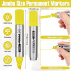 Fuutreo 10 Pack Jumbo Permanent Markers Bulk Large Chisel Tip Permanent Markers - Image 3