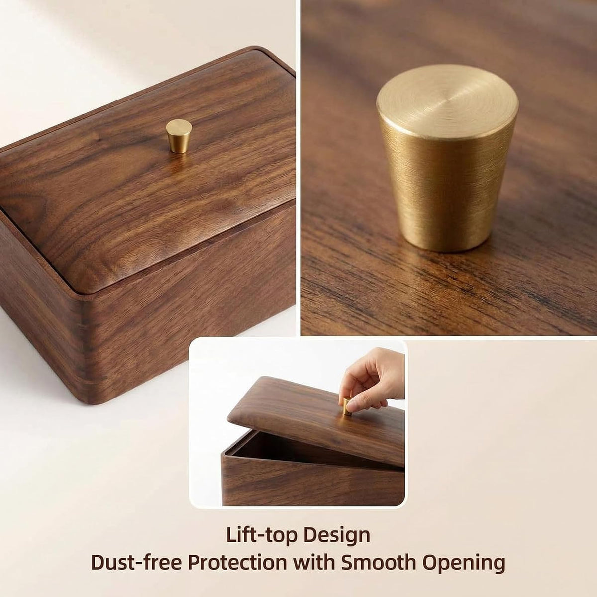 Wooden Storage Box Walnut small wood box with lid - Decorative Boxes for Craf...