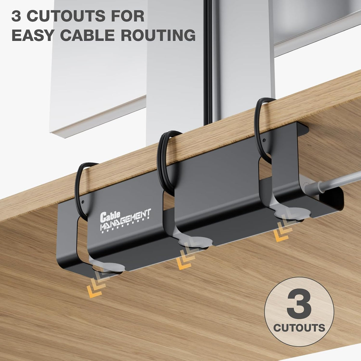 Under Desk Cable Management Tray, 2-Pack 16" Cable Raceway