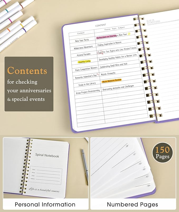 Lined Spiral Journal Notebook, A5 Hardcover Spiral Journals - Image 2