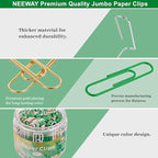 NEEWAY 200pcs Large Green Paper Clips, 2 Inch Jumbo Paper Clip, Ceative Colored - Image 3