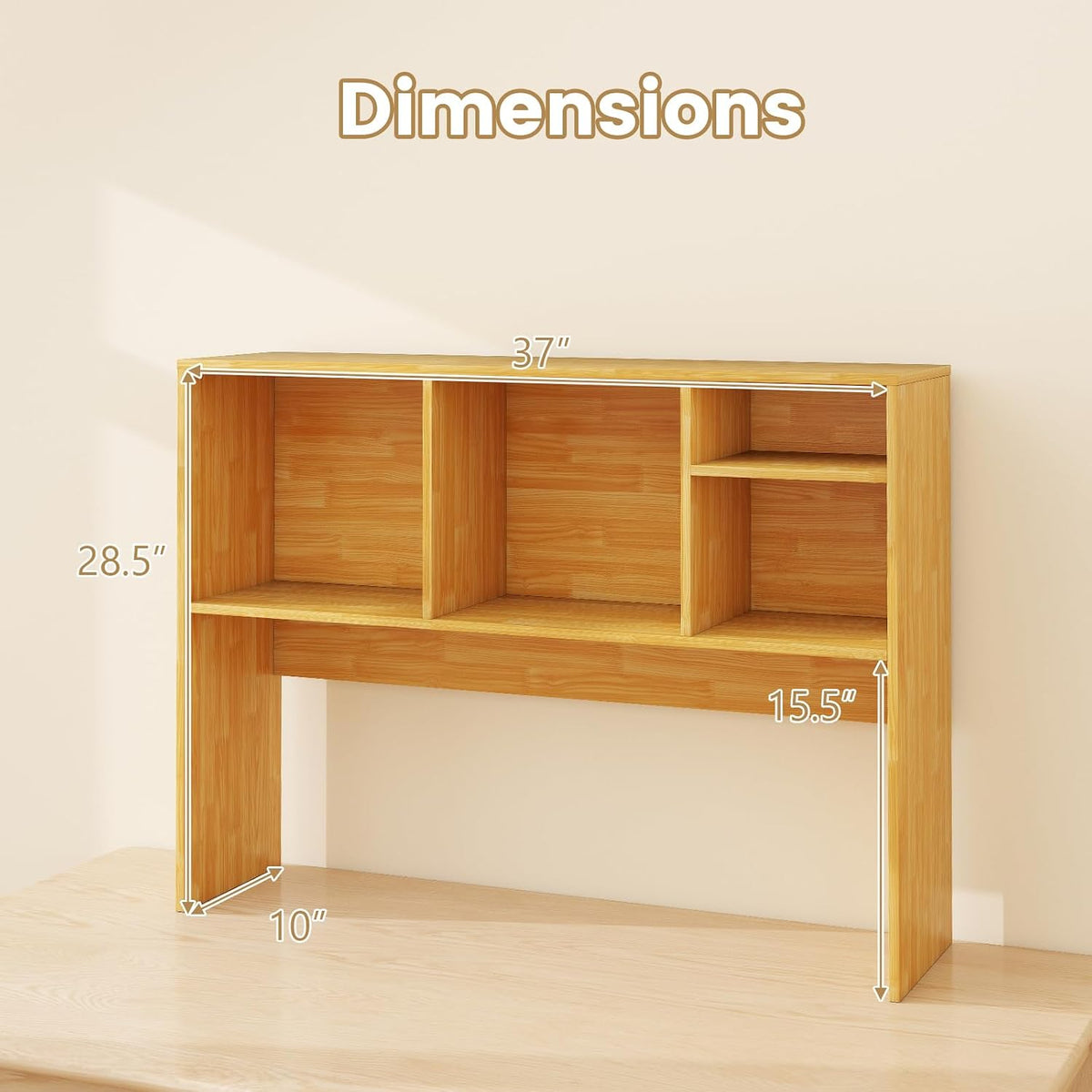 GIANTEX Desktop Bookshelf, Countertop Storage Hutch with 4 Shelves for Comput...