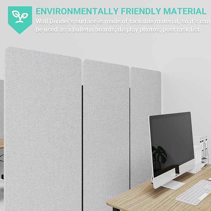Soundproof Room Divider with Wheels, 66in Office Dividers - Image 5