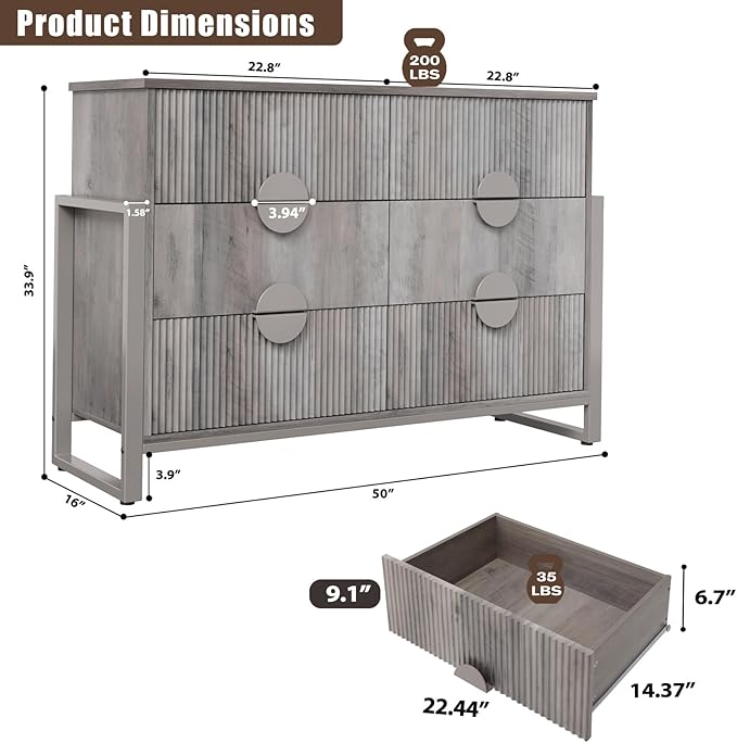 LGHM Fluted Dresser for Bedroom - Image 3
