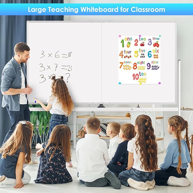 maxtek Rolling Whiteboard, 72x48 Large Double-Sided White Board Dry Erase on - Image 6