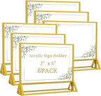 PPH-Sisy Clear Acrylic Sign Holder 7x 5 Horizontal Double Sided Gold Frame by PPH-SisyPurchaseNow