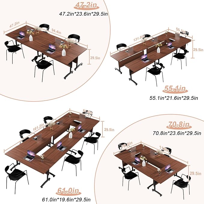 Conference Table Flip Top Mobile Conference Room Tables, Folding Conference - Image 2