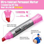 Fuutreo 10 Pack Jumbo Permanent Markers Bulk Large Chisel Tip Permanent Markers - Image 4