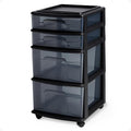 HOMZ Drawer Tower, 4-Tier Clear Plastic Storage Organizer Cart, and Classroom by Homz