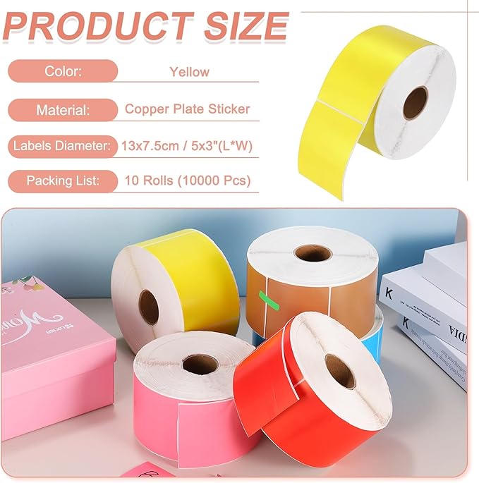 PATIKIL 1000Pcs Colored Coding Labels Stickers, 5x3 Inch Rectangle Inventory - Image 2
