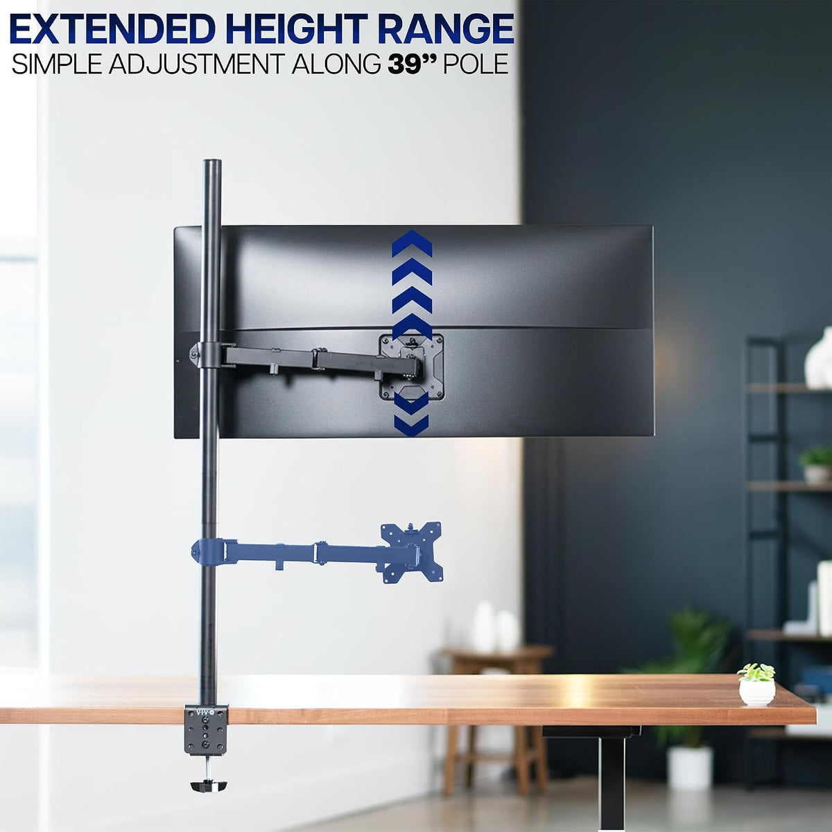 VIVO Extra Tall Single Monitor Desk Mount, 39 inch Pole VESA Stand for 13 to ...