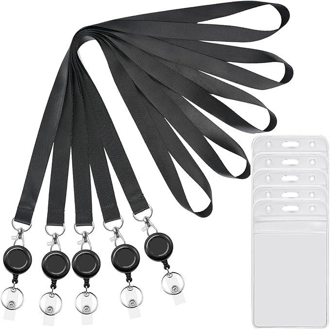 YOUOWO 5 Pack Black Lanyards by YOUOWO