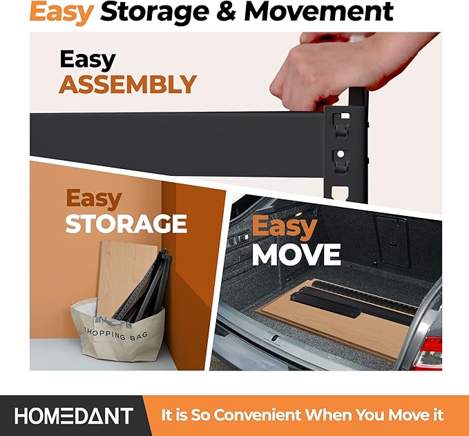 HOMEDANT 35.9" W 5 Tier Heavy Duty Garage Shelving Adjustable Metal Rack - Image 8