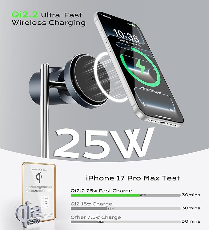 Gumosh Qi2.2 Charging Station for Apple, 25W 3 in 1 Magsafe Charger Stand - Image 2