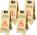 Kerty 4 Pack Stainless Steel Wet Floor Sign, 24 Inch Caution Wet Floor Sign by KERTY