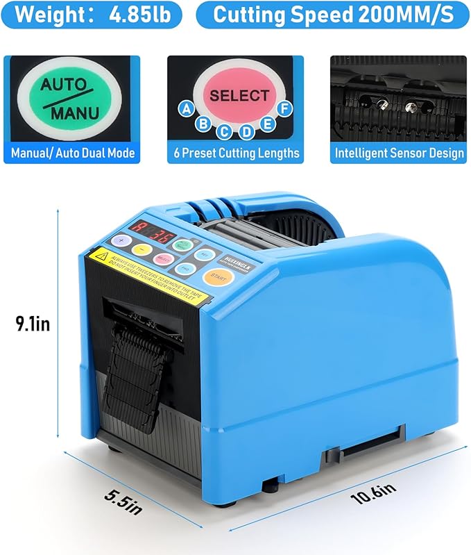 Automatic Tape Dispenser, Ribbon Cutting Machine, 6-60mm Width, 5-999mm Length - Image 3