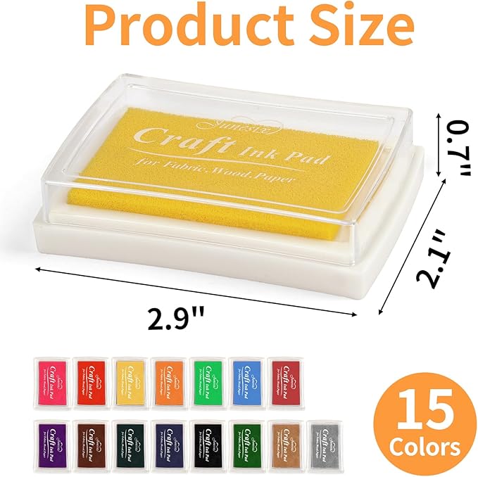NIUBIER 15 Colors Craft Ink Pads, Washable Finger Stamp Pad - Image 2