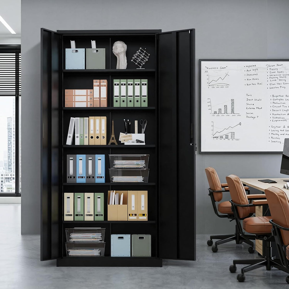 vingli metal garage storage cabinet with 2 doors shown in use