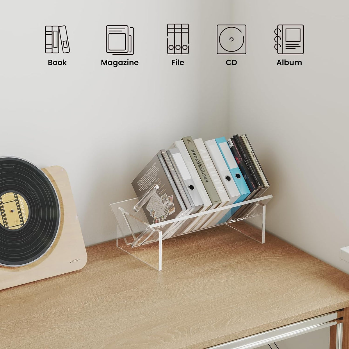 Sumerflos Acrylic Desktop Bookcase, Book Storage Organizer Bookshelves, Clear...