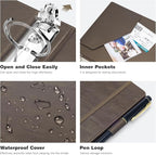 Ospelelf 1 Inch 3 Ring Binder Vintage Hardcover, Leather Clipboard Organizer - Image 5