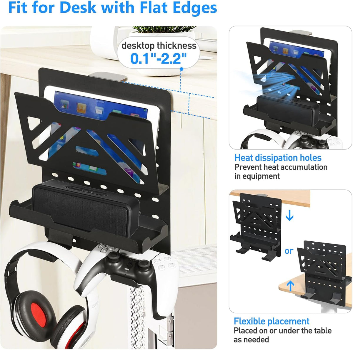 MAXECHO Desk Side Storage Holder, Metal Pegboard, Above or Under Desk Laptop ...