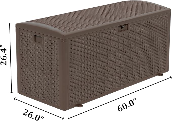 Decksplore 180 Gallon Pro Outdoor Storage Box Waterproof Lockable Resin Deck - Image 3