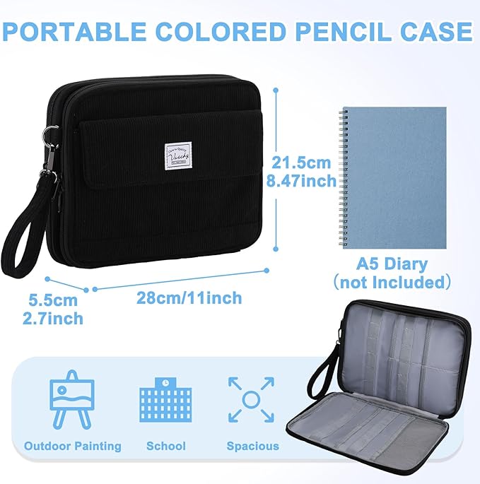 VASCHY Colored Pencil Case, Corduroy Large Pencil Pouch - Image 2