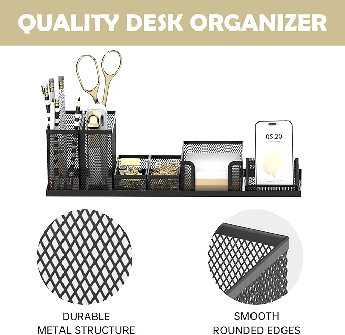 SUPEASY Pen Holder for Desk, 6 Piece Mesh Desk Organizer set for Office - Image 4