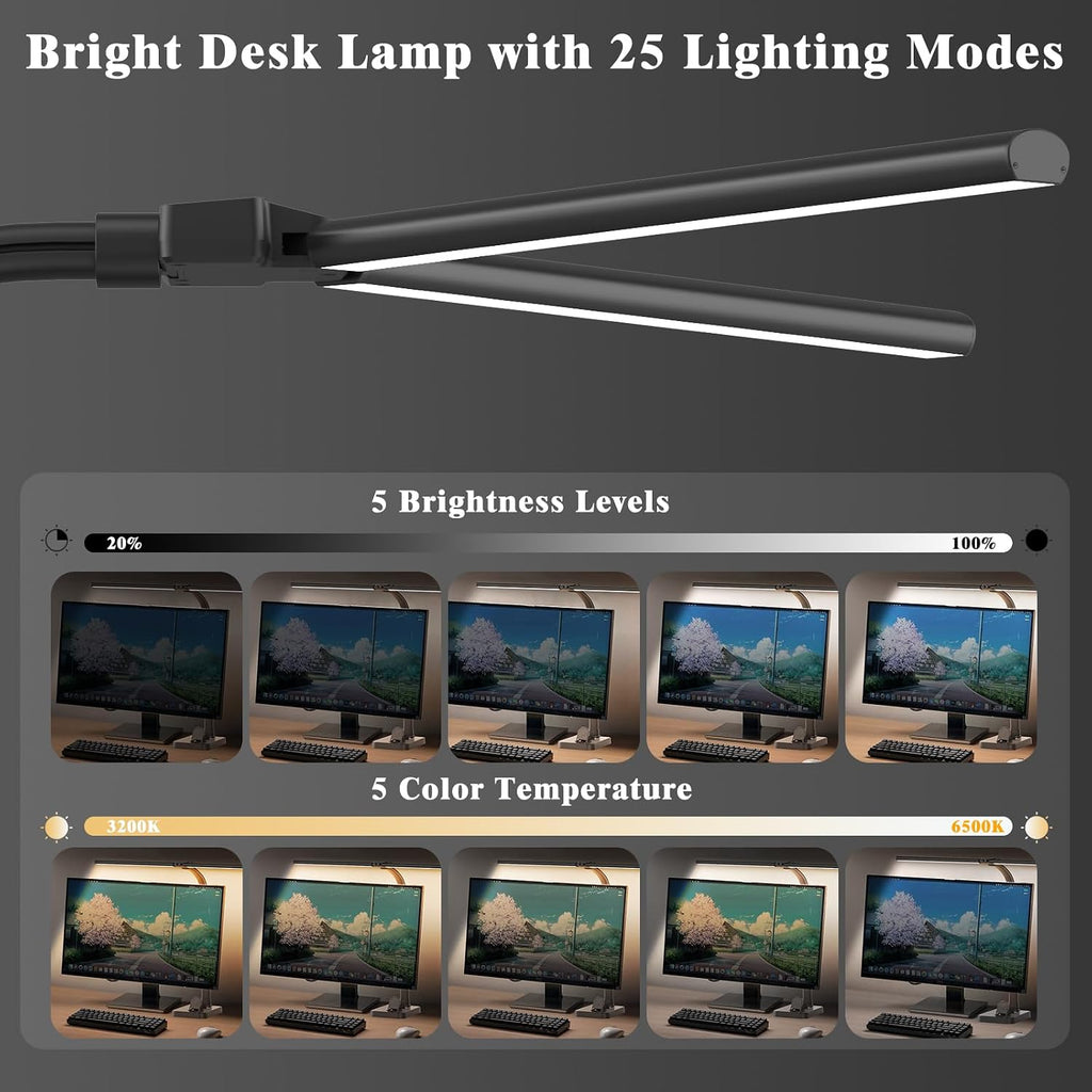 gaefury led desk lamp for home office, 24w shown in use