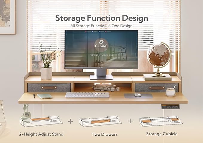 Claiks Standing Desk with Drawers, Adjustable Stand Up Electric Small Standing - Image 4