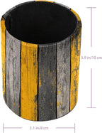 Leather Pen Holder for Desk Yellow Grey Gradient Wood Planks Pattern Pencil Cup - Image 3