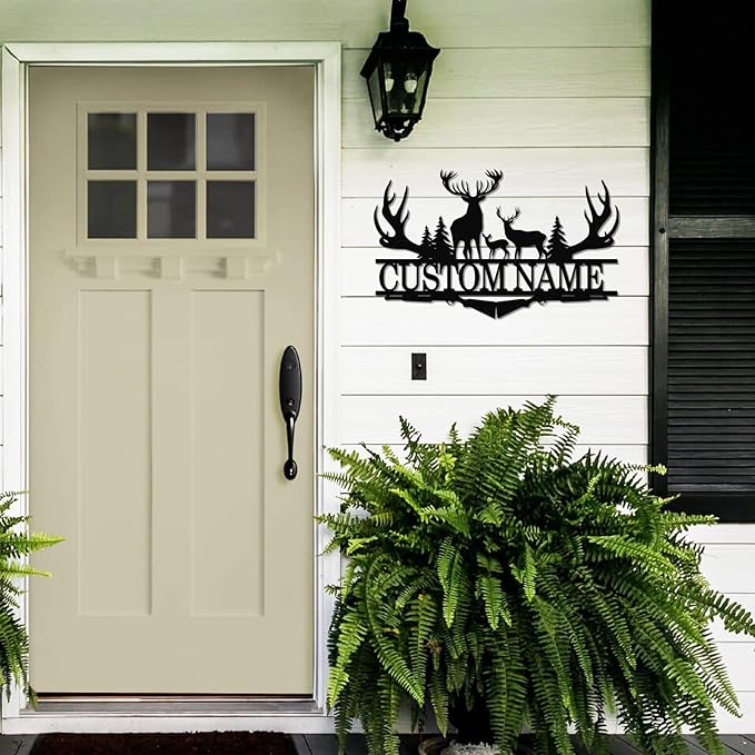 Dyoart Personalized Deer Metal Cabin Sign | Custom Metal Signs Outdoor | Deer - Image 2