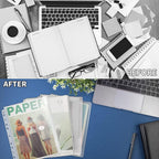 YoeeJob 10 Pack Binder Pockets with Hook and Loop Closure, Transparent | Letter size, clear PVC, 11 pre-punched holes, fits 2-, 3- and 4-ring binders, suitable for school and office use.
