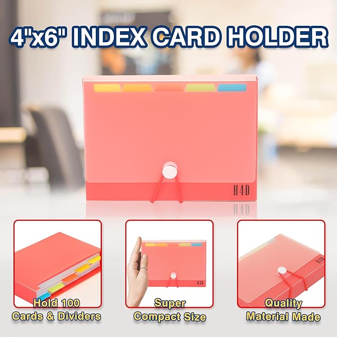 H4D 4x6 Index Card Case with 100 Heavyweight Ruled Index Cards and Dividers - Image 3