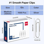 Deli #1 Smooth Paper Clips, 1000 Medium Paper Clips, 10 Boxes of 100 Each - Image 2