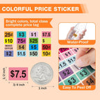 2400Pcs Garage Sale Stickers,1/2"×3/4" Yard Sales Price Stickers, Rectangle Preprinted Price Tag Labels Stickers for Flea Markets, Waterproof Pricing Labels for Retail Use