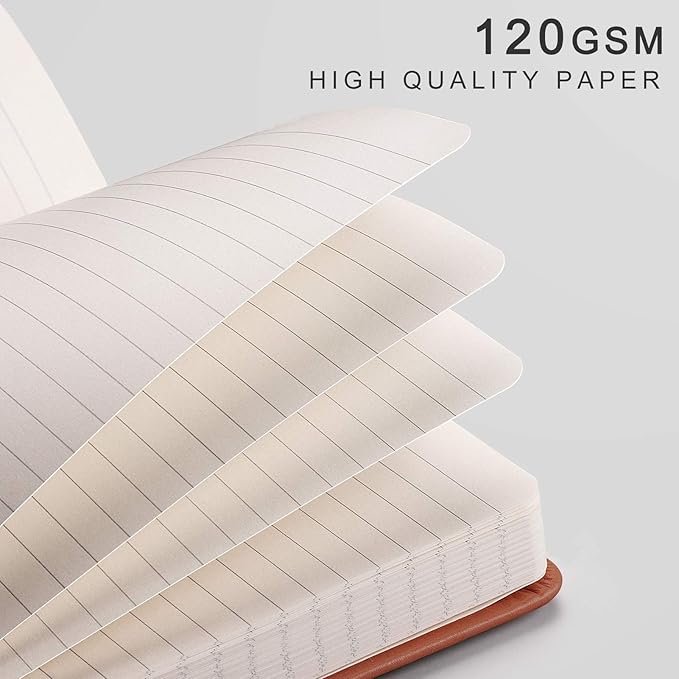 EMSHOI Lined Journal Notebook, 120 gsm Leather Hardcover - Image 3
