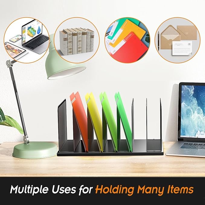 Kuntine.B Desk File Organizer 7 Upright Mesh Desktop Organizer File Sorter - Image 4