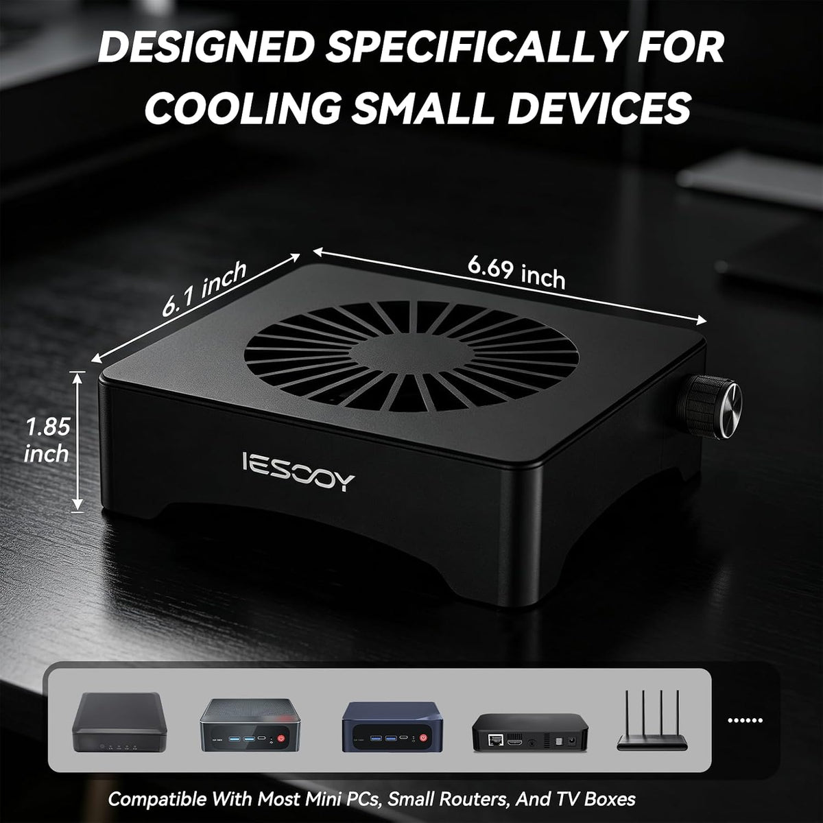 Quiet 120mm USB Cooling Fan with Aluminum Stand