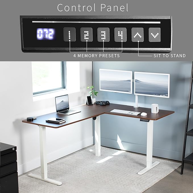 VIVO Electric Corner 63 x 55 inch L-Shaped Standing Desk, Memory Height - Image 5